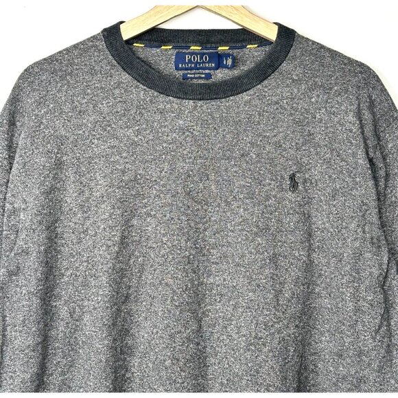 Polo Ralph Lauren Mens Sweater 100% Pima Cotton Long Sleeve Pullover Gray Size L - Picture 3 of 14